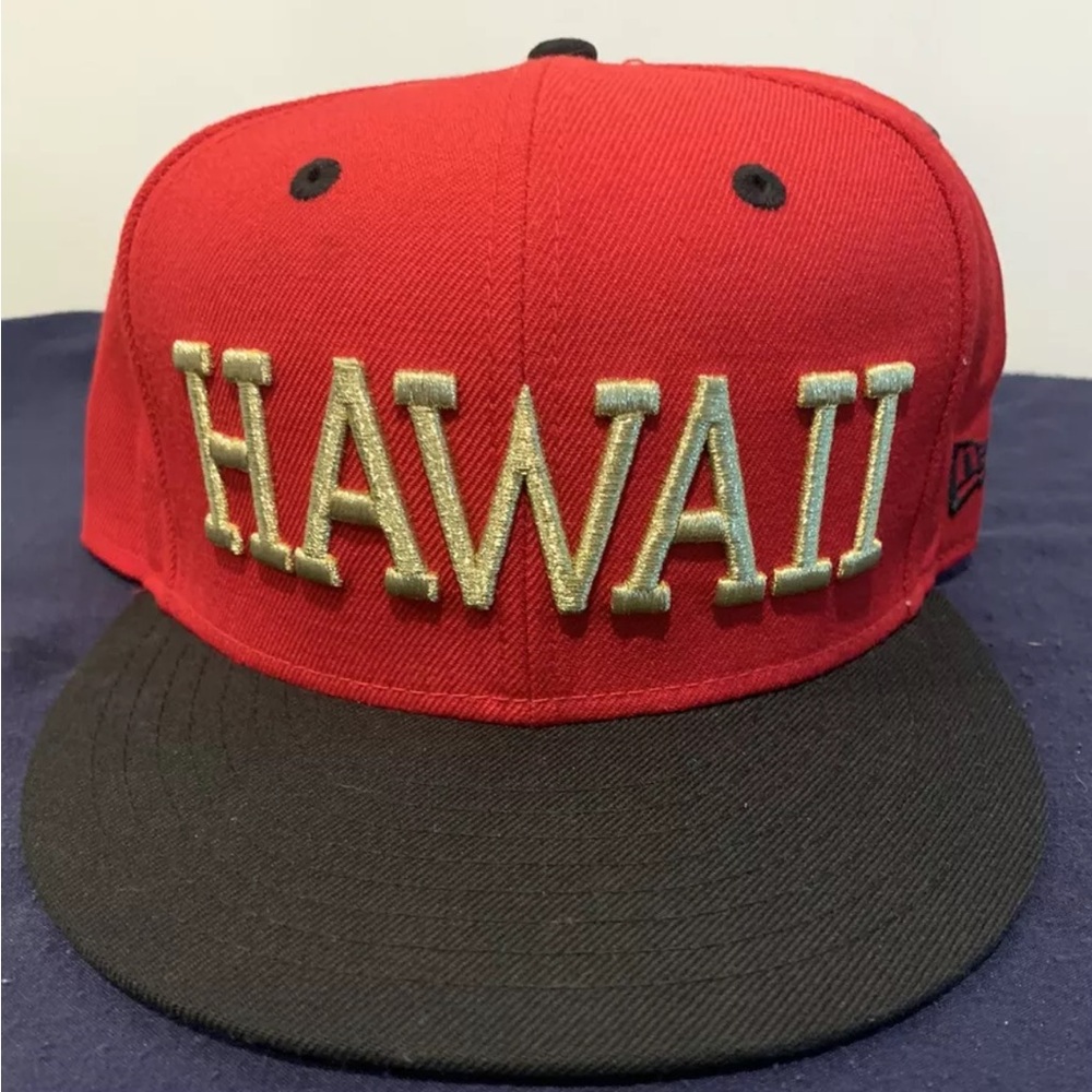 FITTED HAWAII New Era SNAPBACK Hat AINA RED & BLACK